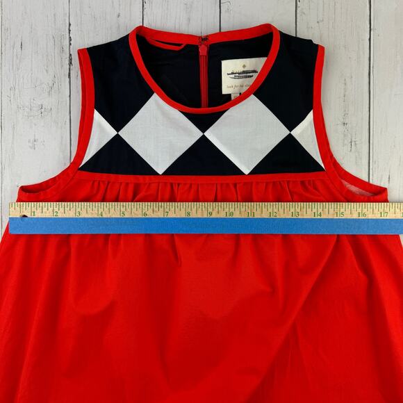 Kate Spade New York Black Red Geo Babydoll Belted Sleeveless Dress  Size XS - Picture 14 of 16
